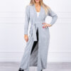 Long sweater with waist tie gray color