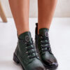 Low insulated ankle boots with zipper with green decoration Nevalia
