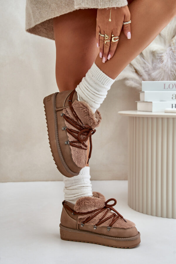 Low platform snow boots with fur D.Franklin brown