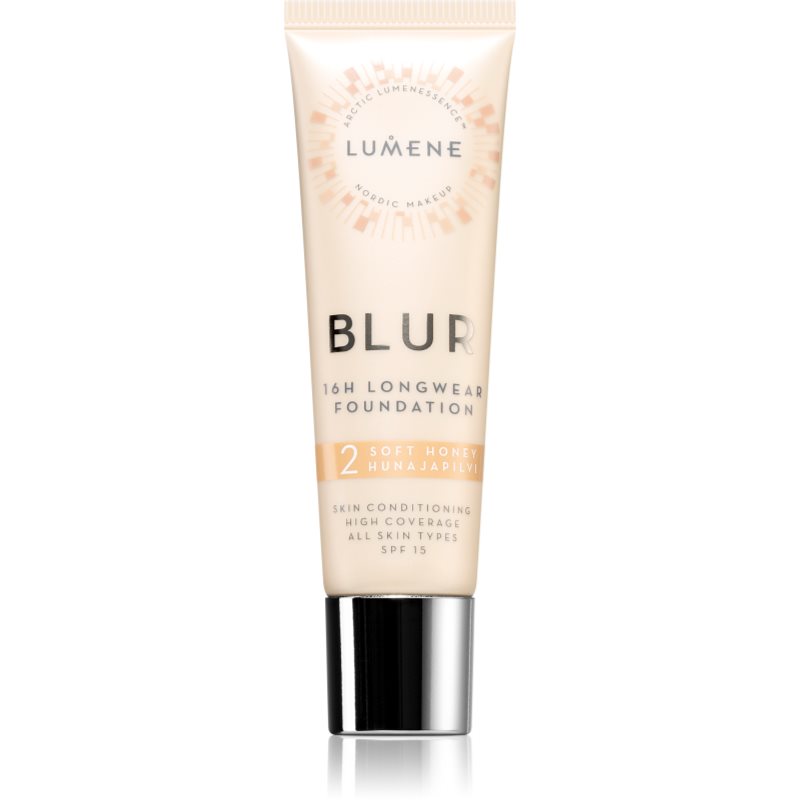 Lumene Blur 16h Longwear tartós alapozó SPF 15 árnyalat 2 Soft Honey 30 ml-Eredeti