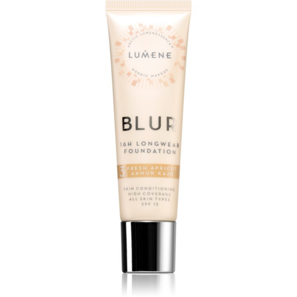 Lumene Blur 16h Longwear tartós alapozó SPF 15 árnyalat 3 Fresh Apricot 30 ml-Eredeti