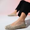 LuviShoes ARCOLA Beige Knitted Patterned Women's Flat Shoes