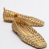 LuviShoes ARCOLA Women's Gold Knitted Patterned Flats