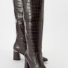 LuviShoes BELIS Women's Brown Print Heeled Boots