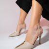 LuviShoes BELIZE Women's Beige Gold Accessory High Heeled Shoes