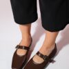 LuviShoes BLUFF Brown Skin Flat Toe Women's Flat Shoes