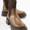 LuviShoes BUGGY Women's Light Brown Elastic Chelsea Boots