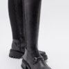 LuviShoes CHAPEL Women's Black Skin Buckle Stretch Detail Women's Boots