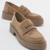 LuviShoes Dark Beige Suede Women's Loafers
