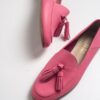 LuviShoes F04 Pink Skin Genuine Leather Tassel Women's Loafer Shoes