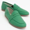 LuviShoes F05 Green Skin Genuine Leather Women's Ballerinas