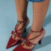 LuviShoes GRADO Burgundy Patent Leather Women's Heeled Shoes