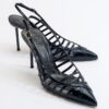 LuviShoes Gesto Women's Black Patterned Heeled Shoes