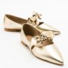LuviShoes HELSI Women's Gold Bow Flat Flats