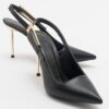 LuviShoes LABİN Women's Black Skin Buckle High Heeled Shoes