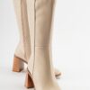 LuviShoes MARANTA Women's Beige Skin Heeled Boots