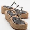 LuviShoes MARJE Women's Slippers with Black Stones and Welded Soles.