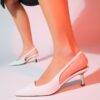 LuviShoes MARTEN Women's White Skin Pointed Toe Open Back Thin Heeled Shoes