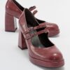 LuviShoes OREAS Women's Claret Red Pattern Heeled Shoes