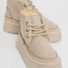 LuviShoes Ovela Women's Beige Thick Sole Laced Sports Boots