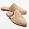 LuviShoes PESA Cream Women's Slippers with Straw Stones.