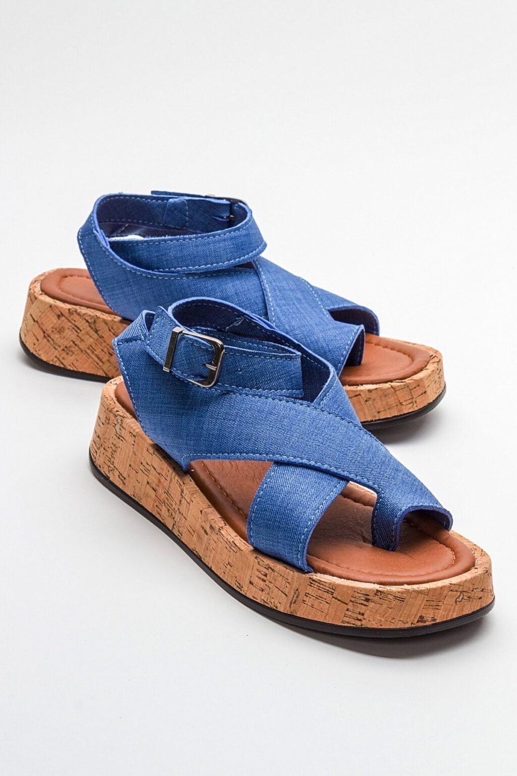LuviShoes SARY Blue Women's Jeans Sandals