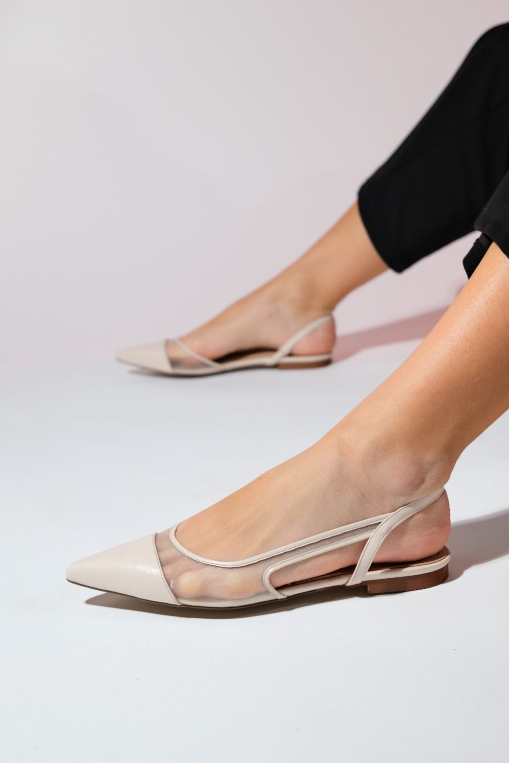 LuviShoes STEPHEN Beige Women's Pointed Toe Flat Sandals