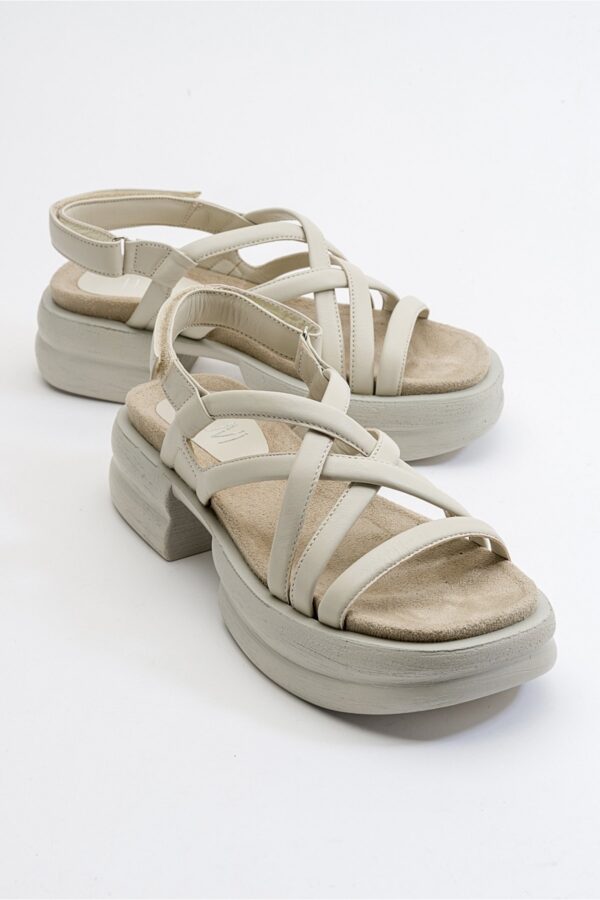 LuviShoes Senza Women's Beige Skin Genuine Leather Sandals