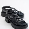 LuviShoes Senza Women's Black Skin Genuine Leather Sandals