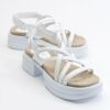 LuviShoes Senza Women's White Skin Genuine Leather Sandals