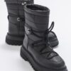 LuviShoes Weld Black Skin Women's Snow Boots