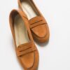 LuviShoes Women's Tan Nubuck Leather Flats F02