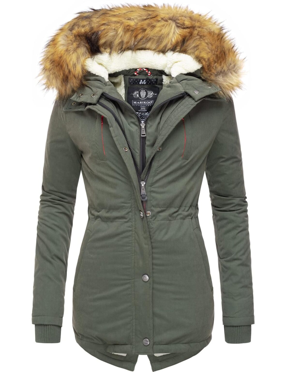 MARIKOO Téli parka 'Akira'  olíva / gyapjúfehér