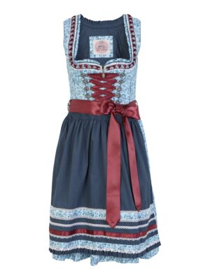 MARJO Dirndli 'Natalia 55'  tengerészkék / világoskék / burgundi vörös / fehér