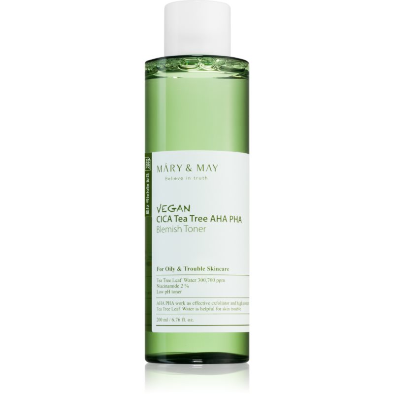 MARY & MAY Cica Tea Tree AHA PHA nyugtató tonikum problémás és pattanásos bőrre 200 ml-Ár