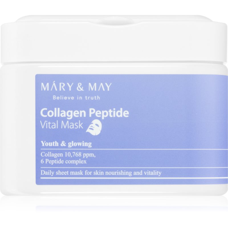 MARY & MAY Collagen Peptide Vital Mask fátyolmaszk szett ránctalanító hatással 30 db-Ár