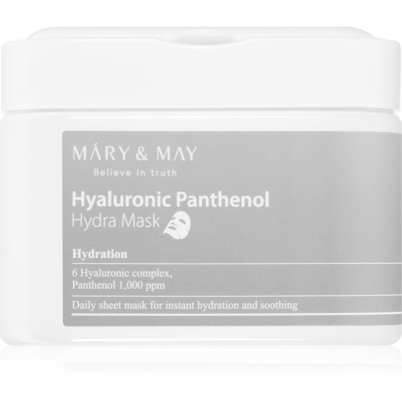 MARY & MAY Hyaluronic Panthenol Hydra Mask fátyolmaszk szett a bőr intenzív hidratálásához 30 db-Ár