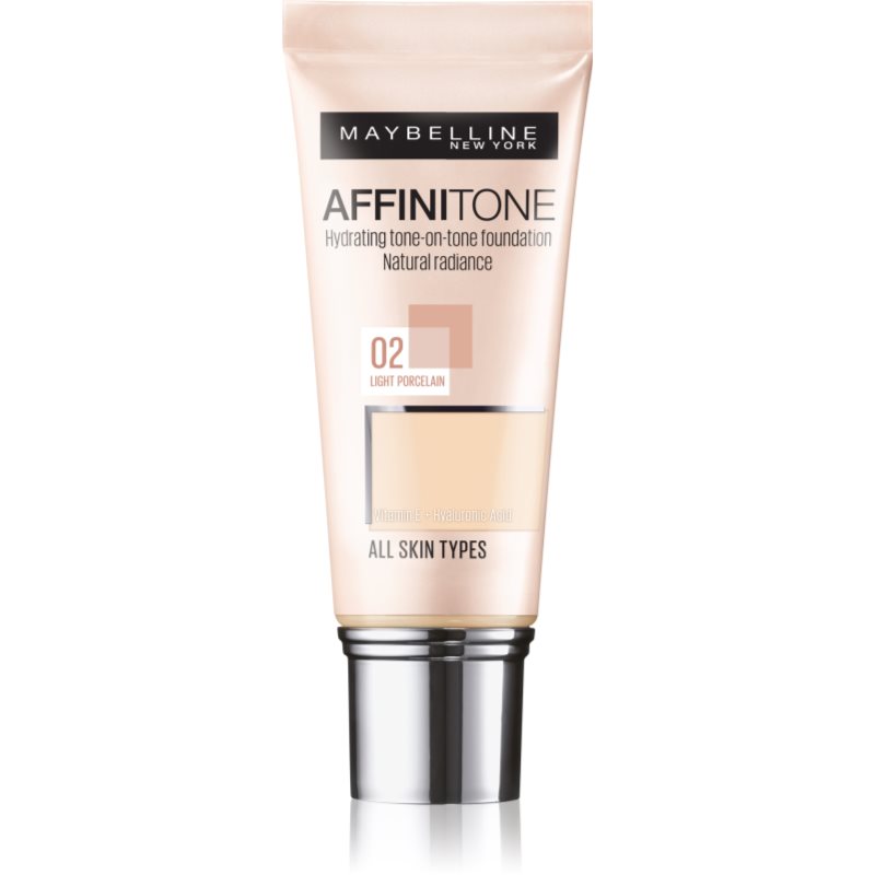 MAYBELLINE NEW YORK Affinitone hidratáló alapozó árnyalat 02 Light Porcelain 30 ml-Eredeti