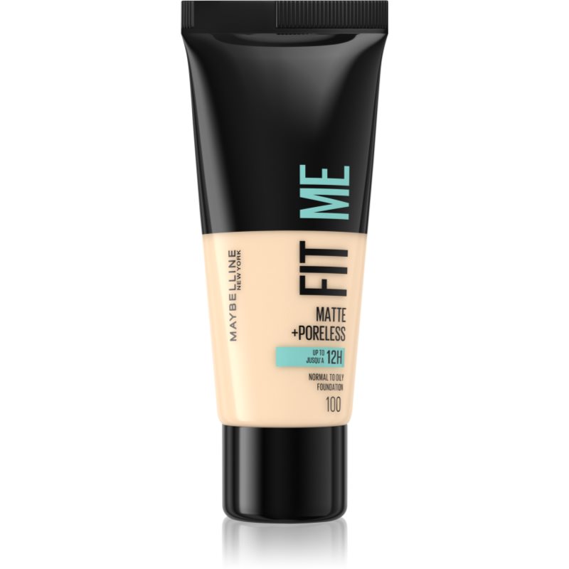 MAYBELLINE NEW YORK Fit Me! Matte+Poreless pórusösszehúzó és mattító alapozó normál és olajos bőrre árnyalat 100 Warm Ivory 30 ml-Eredeti