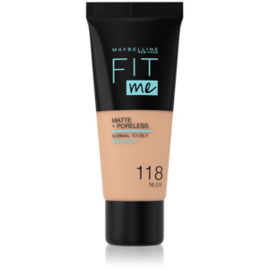MAYBELLINE NEW YORK Fit Me! Matte+Poreless pórusösszehúzó és mattító alapozó normál és olajos bőrre árnyalat 118 Nude 30 ml-Ár