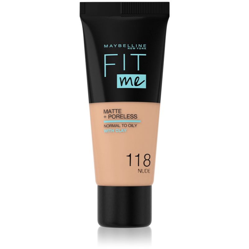 MAYBELLINE NEW YORK Fit Me! Matte+Poreless pórusösszehúzó és mattító alapozó normál és olajos bőrre árnyalat 118 Nude 30 ml-Ár