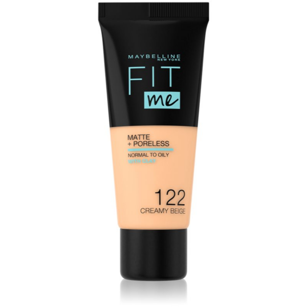 MAYBELLINE NEW YORK Fit Me! Matte+Poreless pórusösszehúzó és mattító alapozó normál és olajos bőrre árnyalat 122 Creamy Beige 30 ml-Eredeti