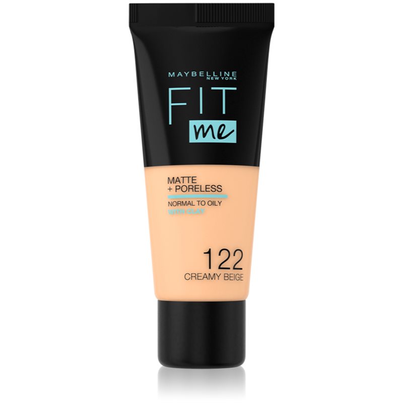 MAYBELLINE NEW YORK Fit Me! Matte+Poreless pórusösszehúzó és mattító alapozó normál és olajos bőrre árnyalat 122 Creamy Beige 30 ml-Eredeti