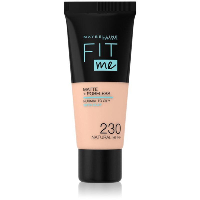 MAYBELLINE NEW YORK Fit Me! Matte+Poreless pórusösszehúzó és mattító alapozó normál és olajos bőrre árnyalat 230 Natural Buff 30 ml-Eredeti