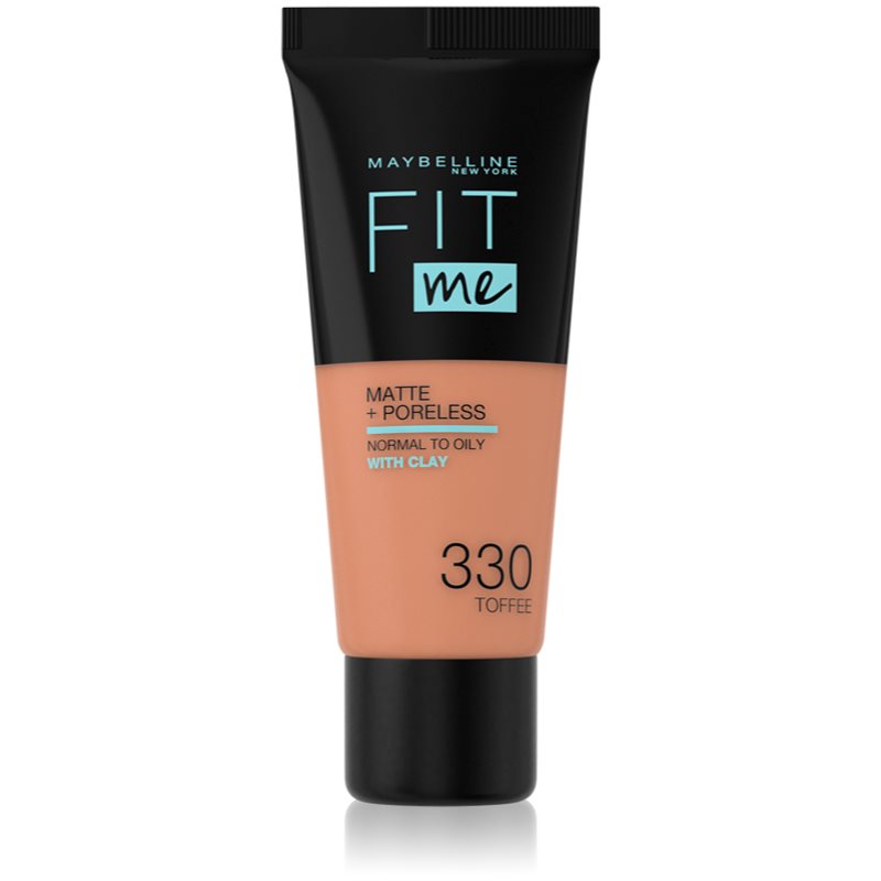 MAYBELLINE NEW YORK Fit Me! Matte+Poreless pórusösszehúzó és mattító alapozó normál és olajos bőrre árnyalat 330 Toffee 30 ml-Eredeti