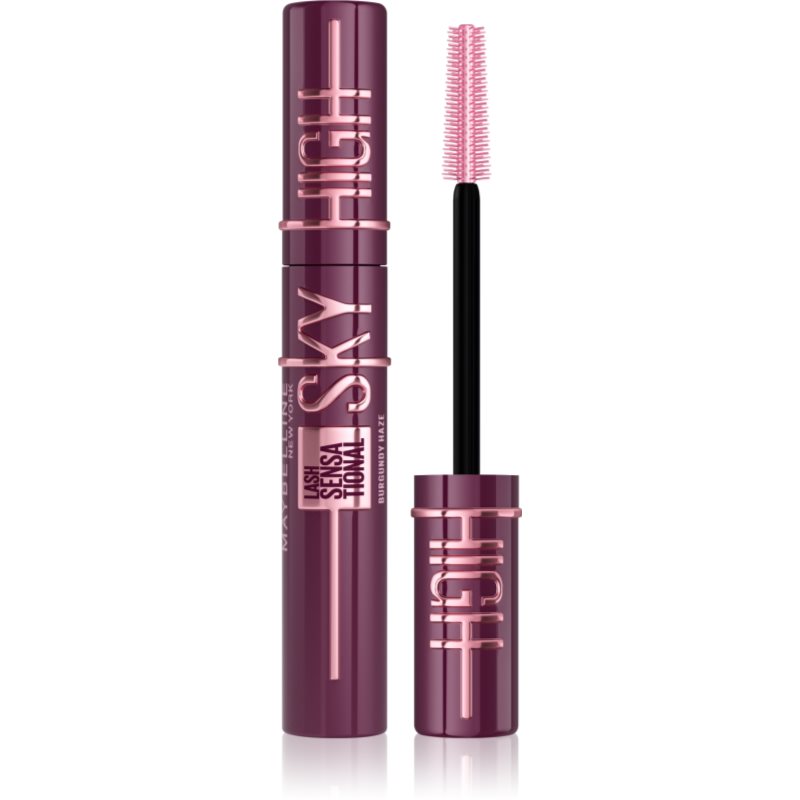 MAYBELLINE NEW YORK Lash Sensational Sky High dúsító és hosszabbító szempillaspirál árnyalat Burgundy Haze 7.2 ml-Ár