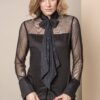 MISS CITY SHIRT WITH TULLE SLEEVES BLACK