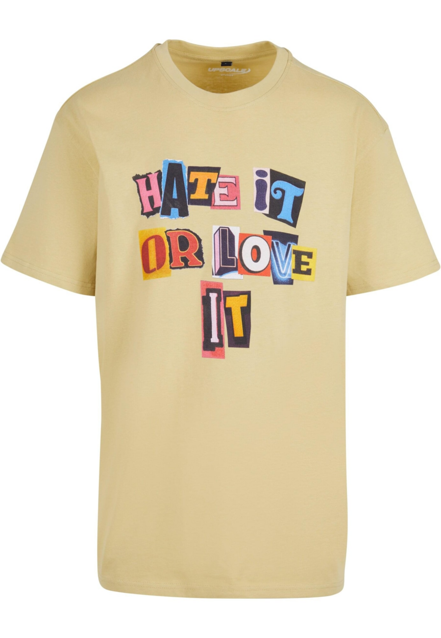 MT Upscale Póló 'Hate it or Love it'  kék / sárga / rózsaszín / piros-Ár