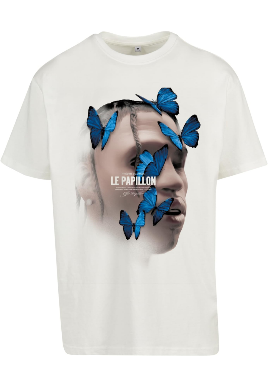 MT Upscale Póló 'Le Papillon'  azúr / taupe / fekete / fehér-Ár