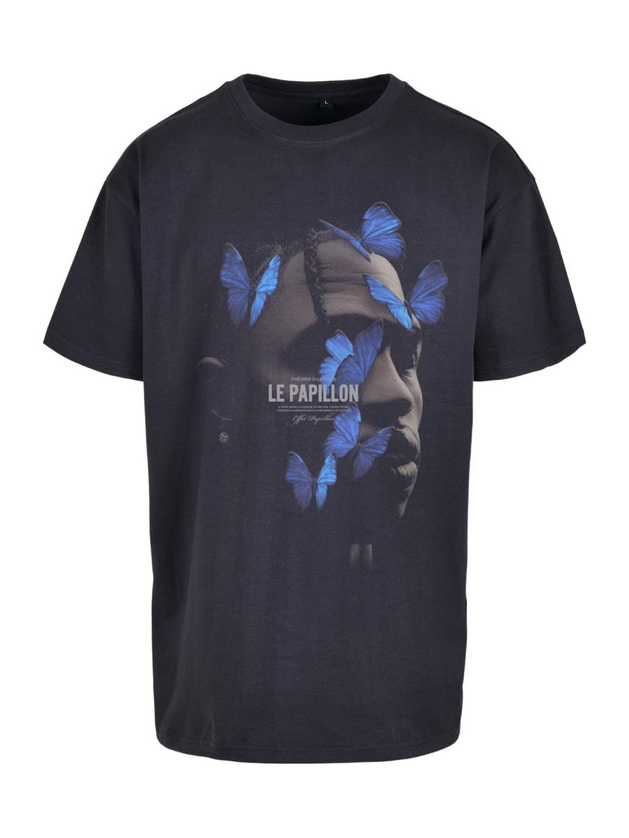 MT Upscale Póló 'Le Papillon'  kék / éjkék / greige-hu